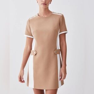 Karen Millen Tan and White Mini Dress